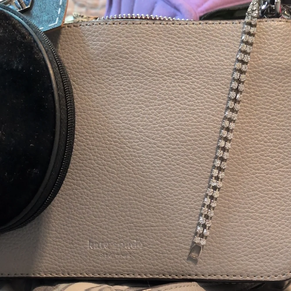 kate spade Gray Crossbody Bag with Silver Chain